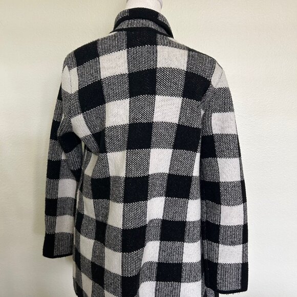 Talbots Womens Cardigan/Coatigan Black White Open Sweater Jacket Checkered SZMP - Picture 5 of 11